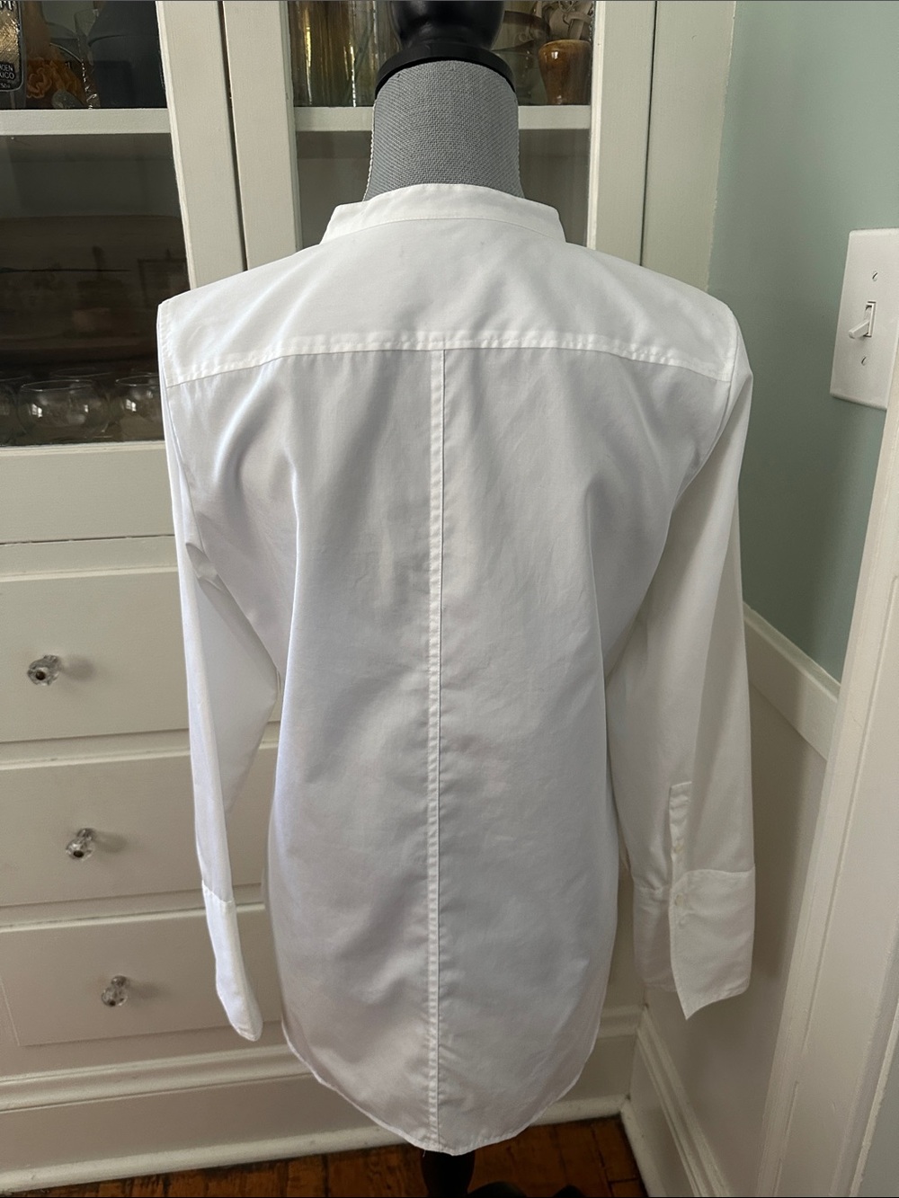 J Crew White Tuxedo Button-Front Bib Tunic Top Shirt Blouse popover 10 M - Picture 4 of 12